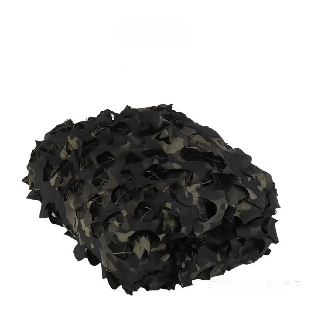 Green camouflage net cover set showing different patterns for desert, woodland, and snow environments.