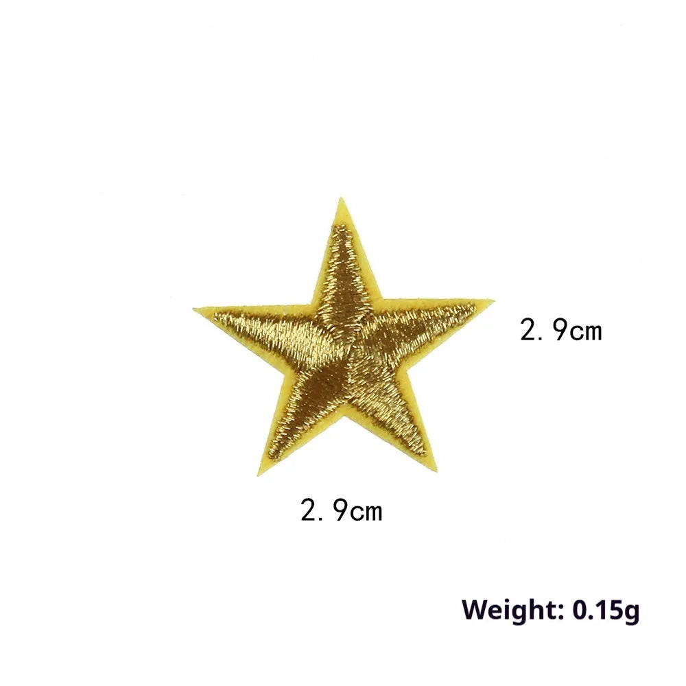Colourful embroidered five-pointed star cloth stickers for DIY fabric decoration