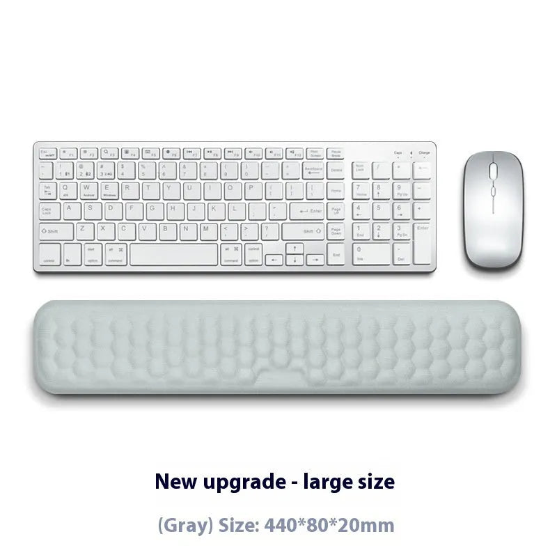 Memory foam computer wrist rest with silicone base in grey cloth cover style
