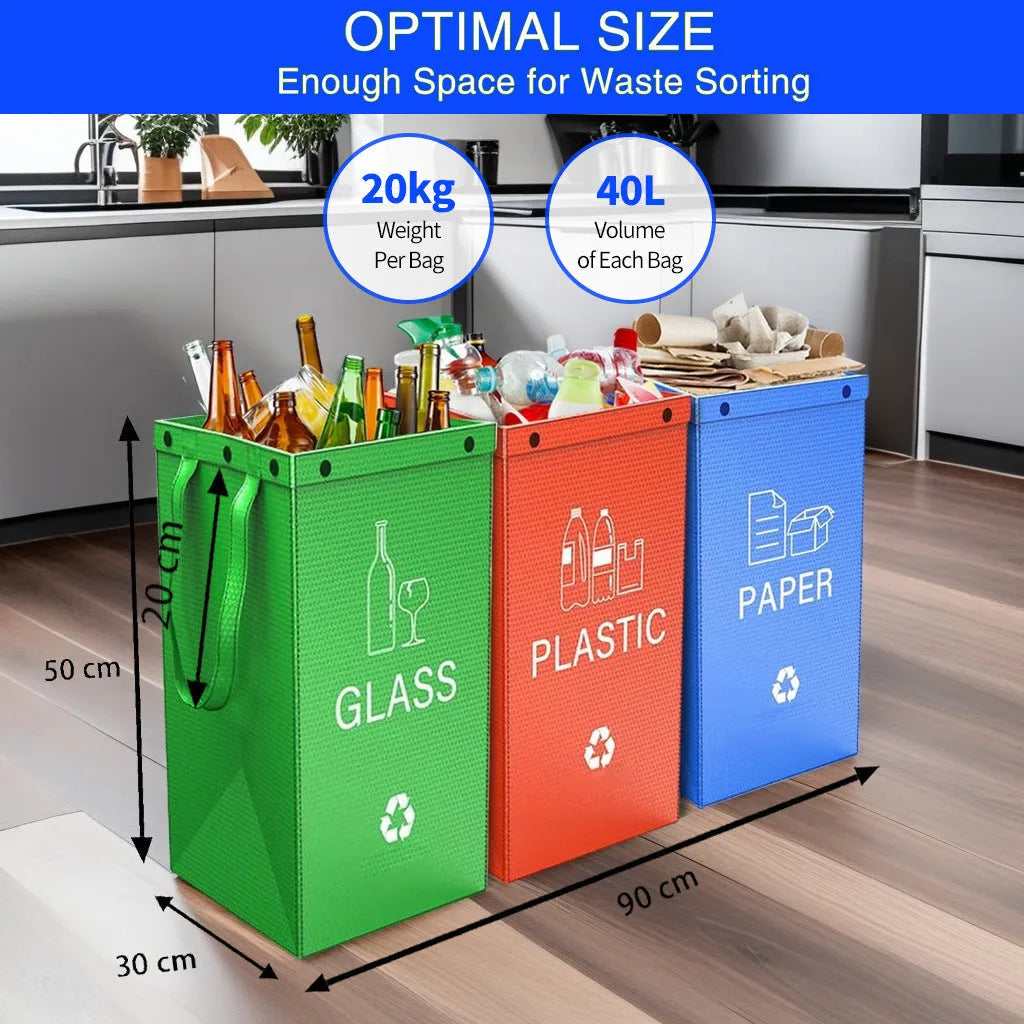 40L waterproof waste sorting bin in blue colour with clean bag style design