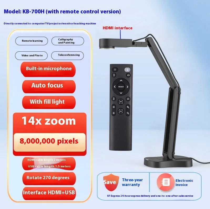 Computer live camera with auto focus and USB 2.0 connection for video calls and content creation