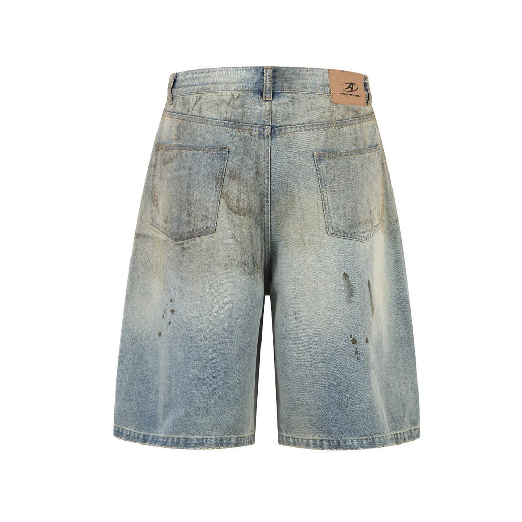 Pu Shuai blue cropped denim middle pants with straight-leg style and zipper fly