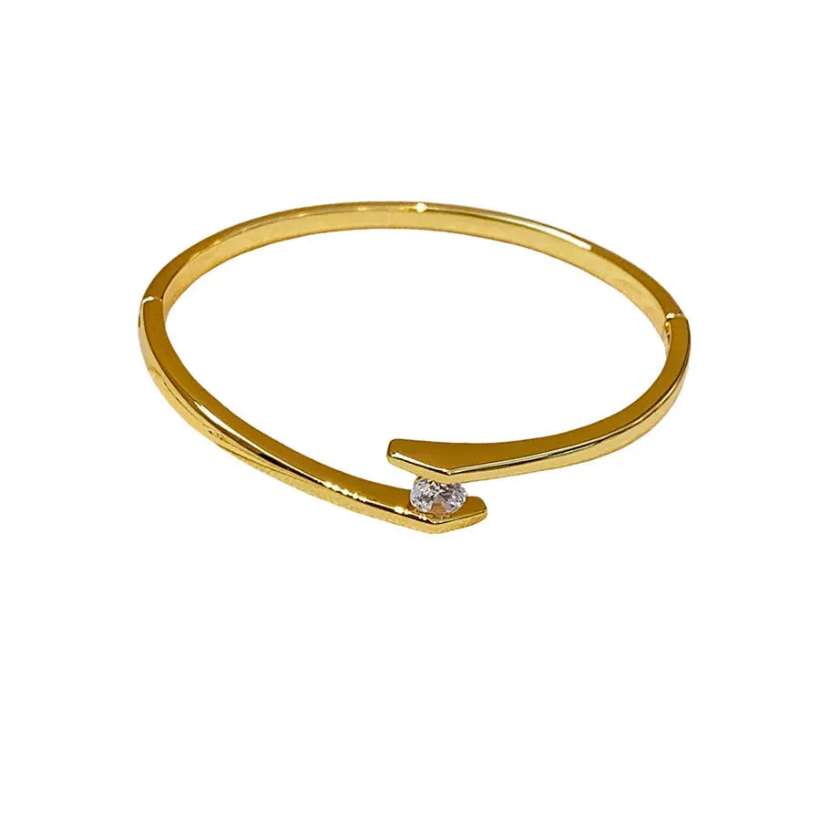 Gold real gold-plated round zirconia bracelet for women on copper base, light luxury style