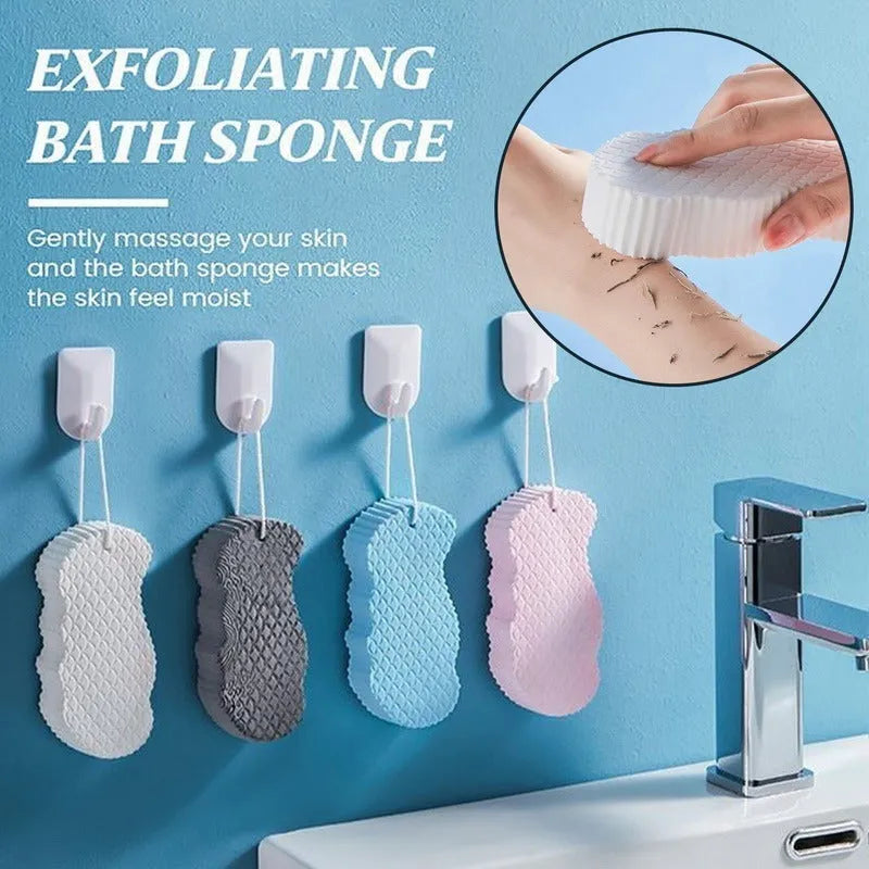 White 3D fish scale pattern bath sponge ball for gentle exfoliation in the shower.