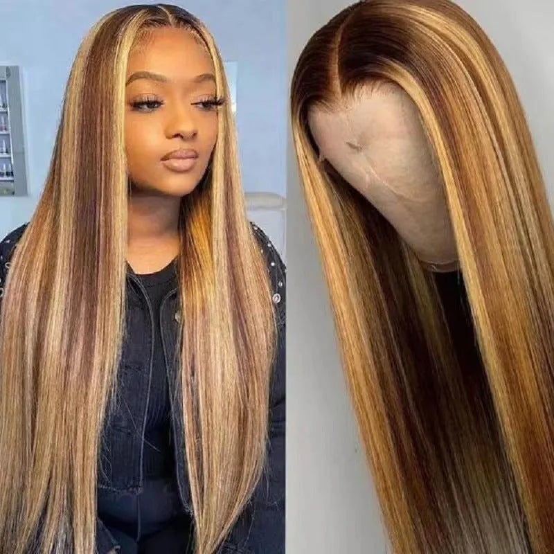 Front lace wig with African black gradient colour in big wave style on mannequin