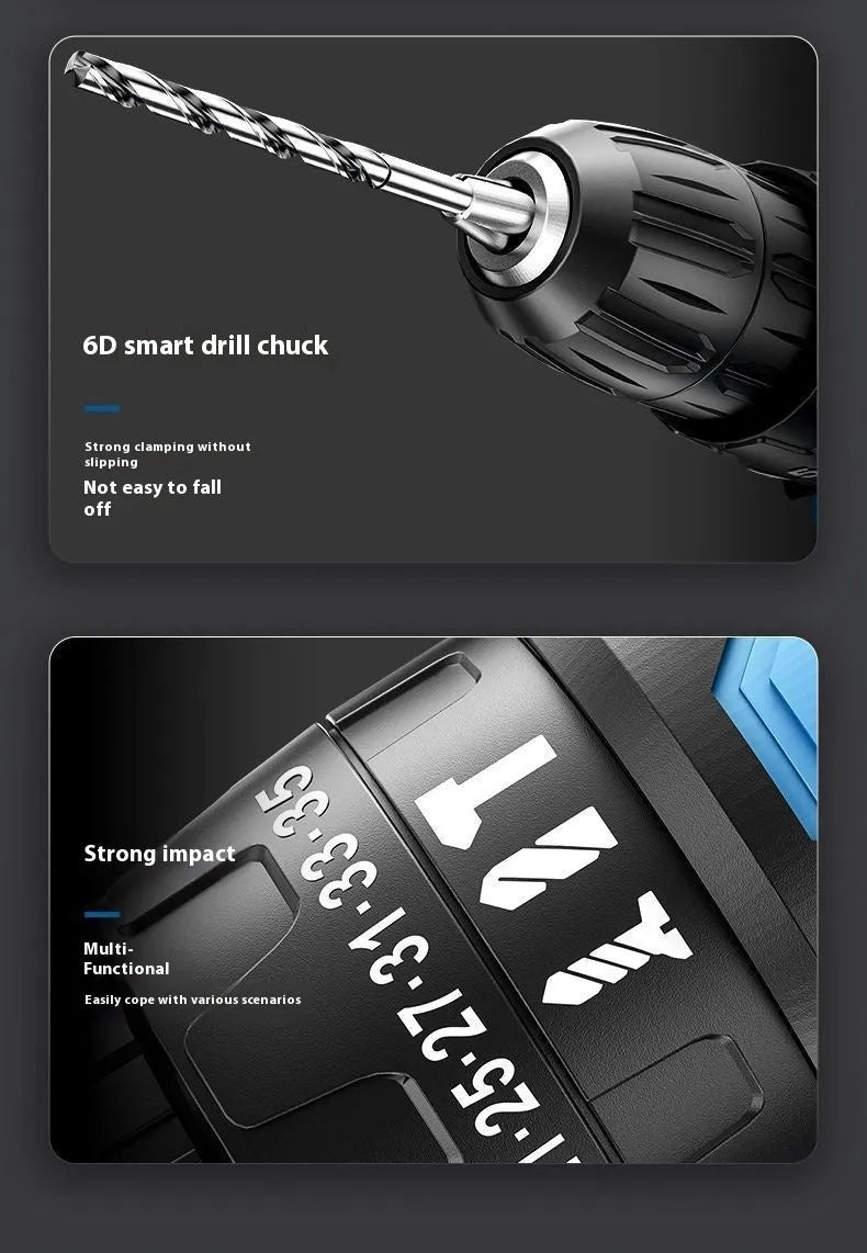 12V two-speed multi functional impact pistol drill electric screwdriver set in luxury packaging