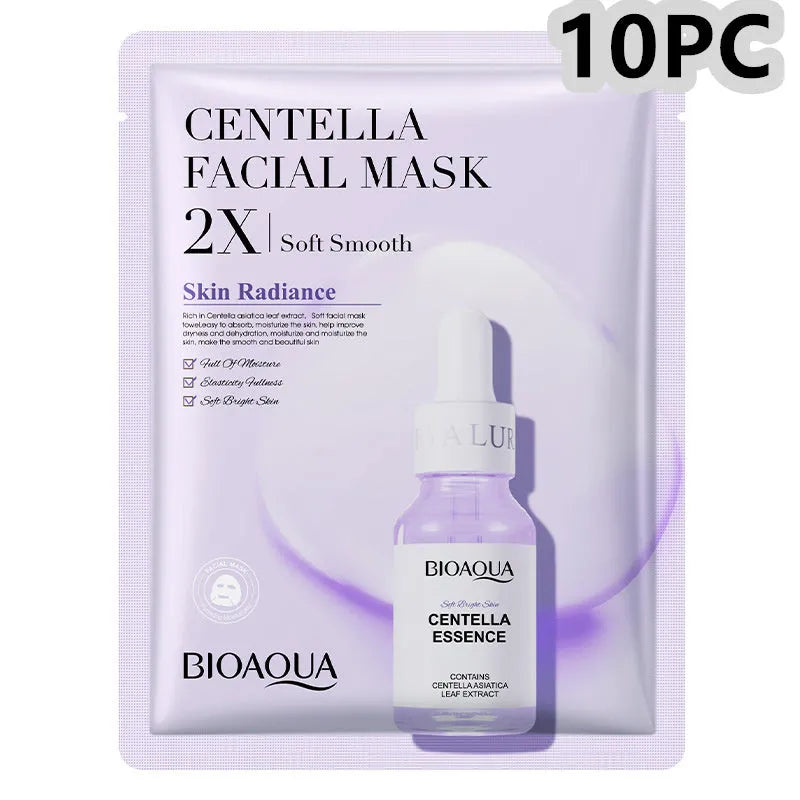 Single collagen hyaluronic acid facial sheet mask with 30g gel serum, shown on white background