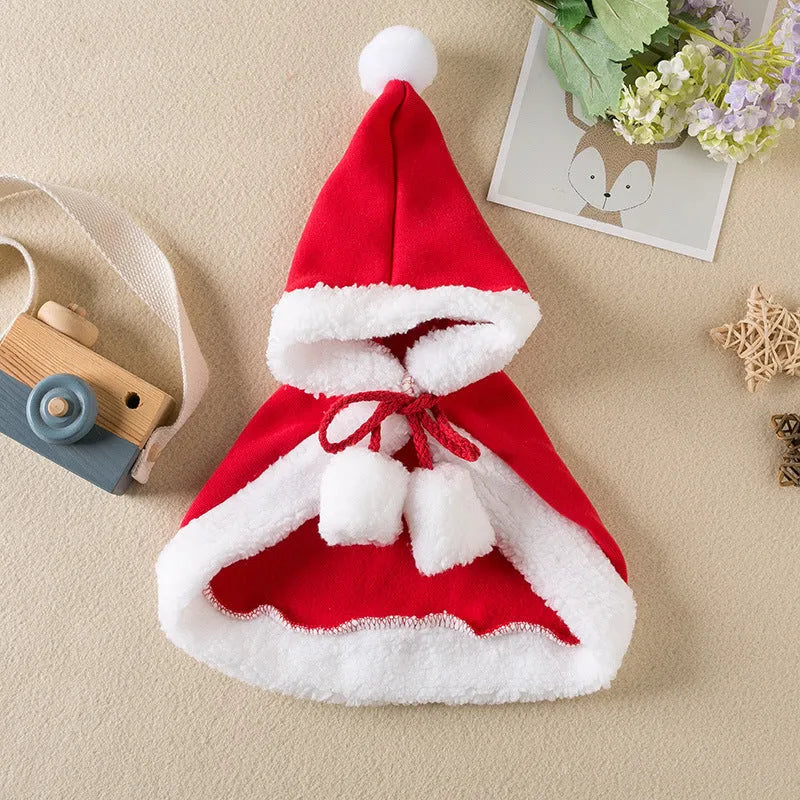 Pet Christmas cloak red shawl polyester cat dog costume little red riding hood design size M