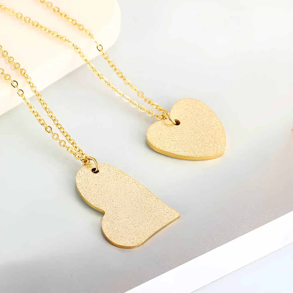 Geometric heart-shaped titanium steel pendant necklace on a chain