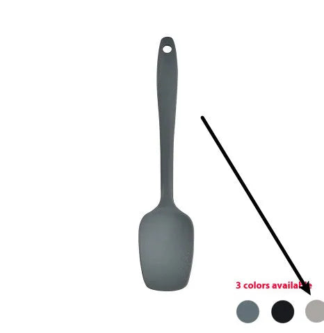 12-piece silicone kitchen utensil set with rotating storage bucket in black, dark gray or khaki