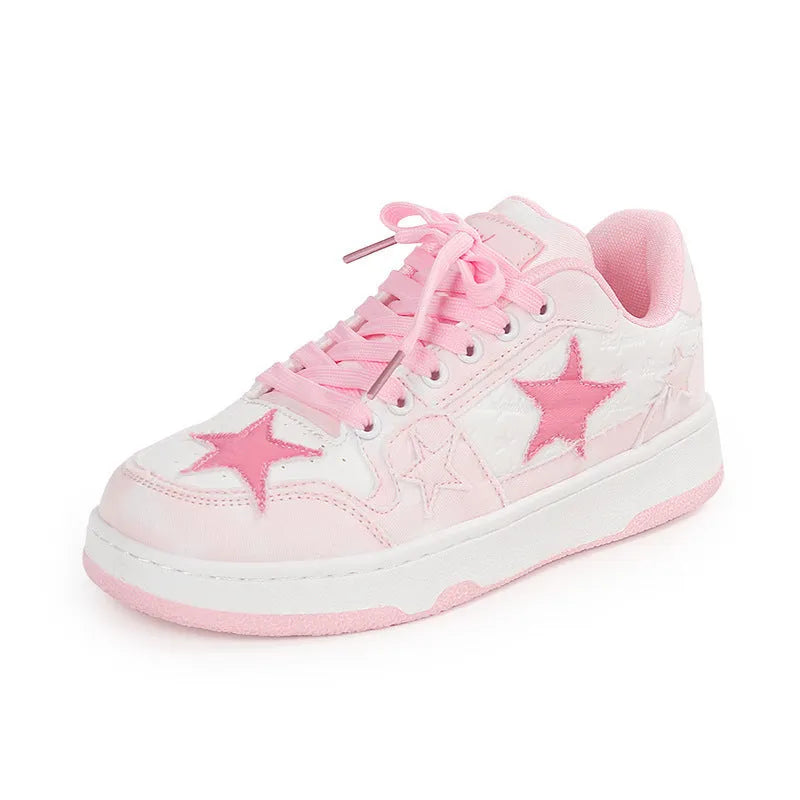 Unisex denim skateboard shoes with flat heel and round toe in black, green, or pink.