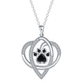 Copper necklace with dog and cat paw print pendant on cross chain with electroplated finish
