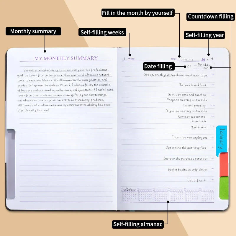 Creative trend undated notebook with strap closure in purple, available with planning stickers.