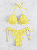 Women's steel bracket underwire bikini swimsuit in multiple colours