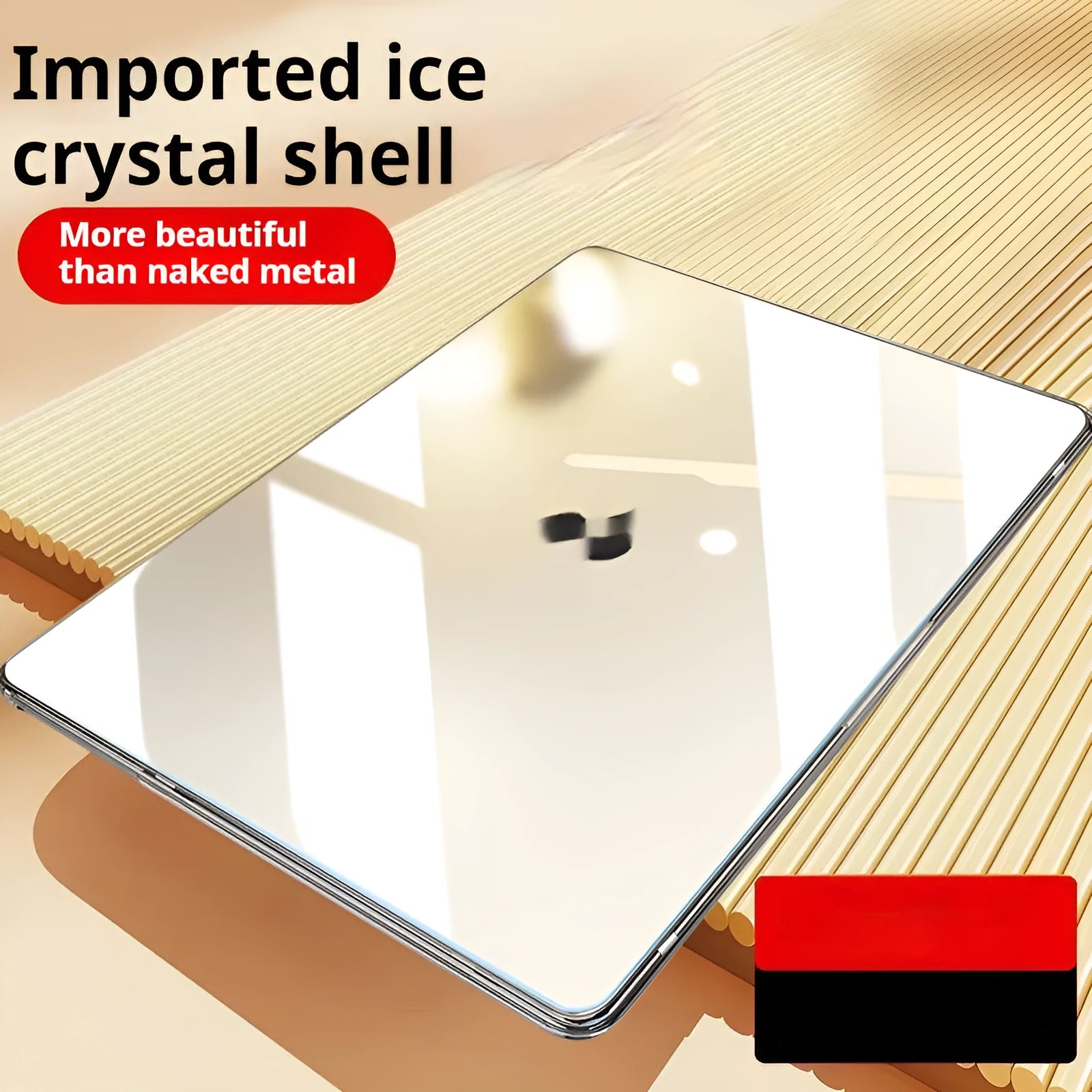 Transparent MacBook protective shell case for Air and Pro models showing port cutouts