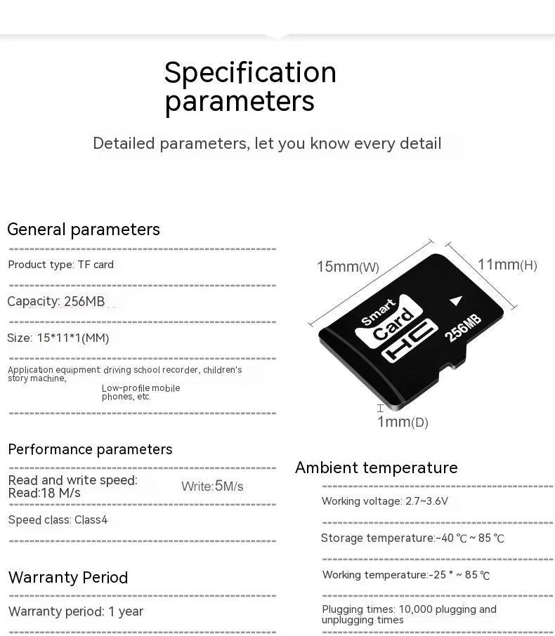 256MB TF microSD memory card on white background showing front and back.