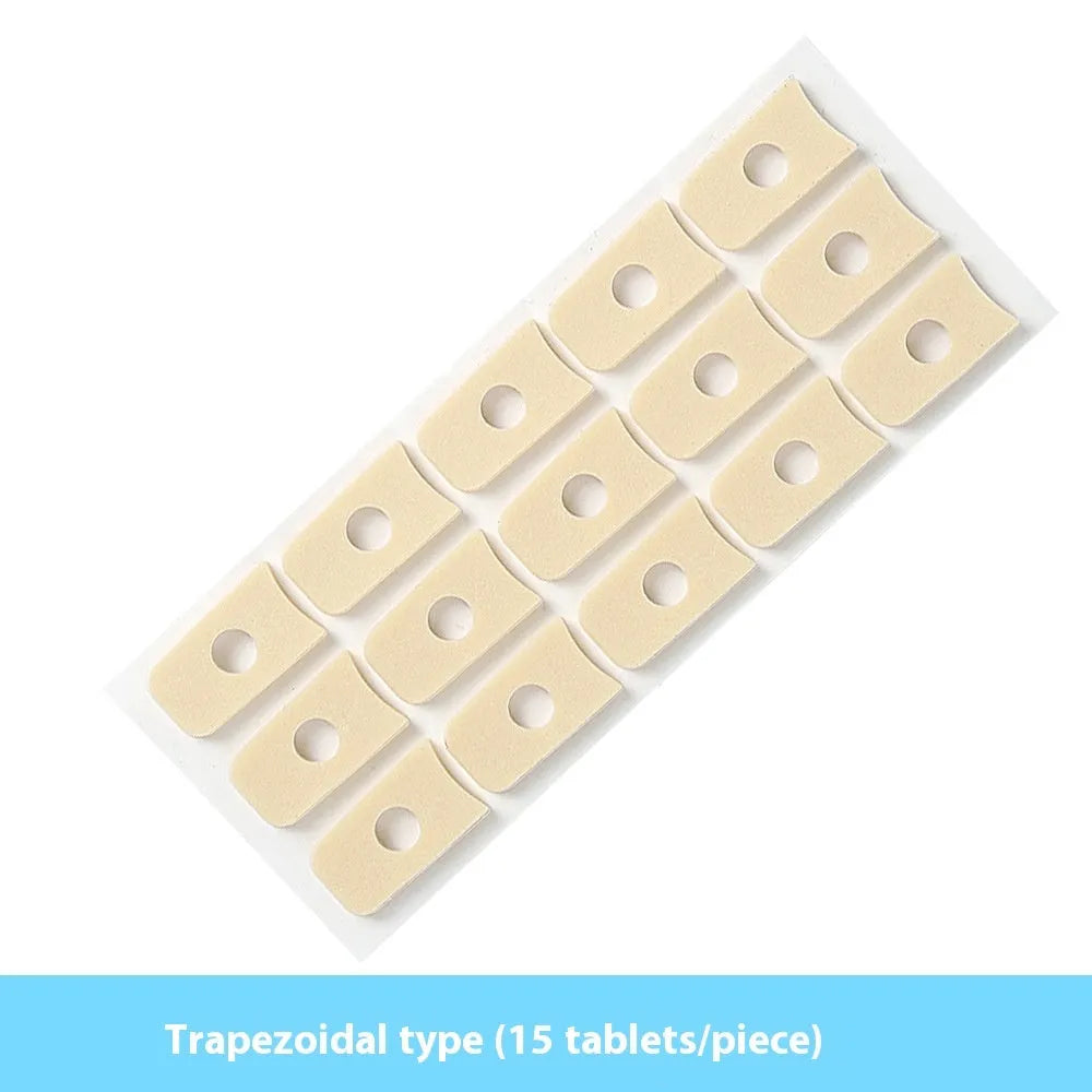 Women's heel corn protectors showing four shapes: large oval, small oval, U-shaped, and circular section PU gel pads