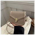 Soft PU leather shoulder messenger bag with clamshell opening in horizontal square shape