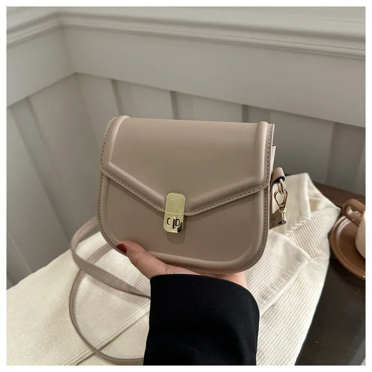 Soft PU leather shoulder messenger bag with clamshell opening in horizontal square shape