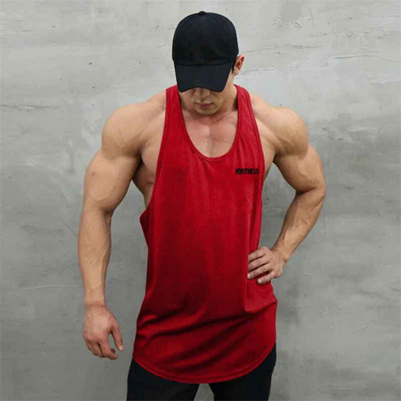 Men's basketball sleeveless vest in solid colour, loose fit, round hem, hot stamping design, polyester fibre fabric