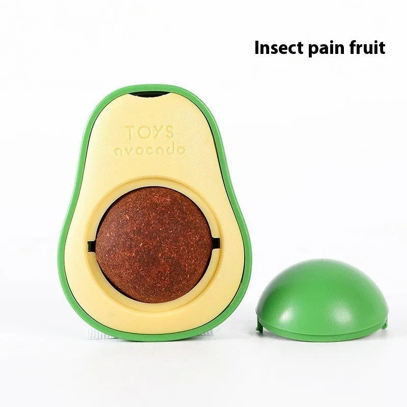 Plastic catnip ball toy in assorted colours with a textured surface for feline teeth cleaning.