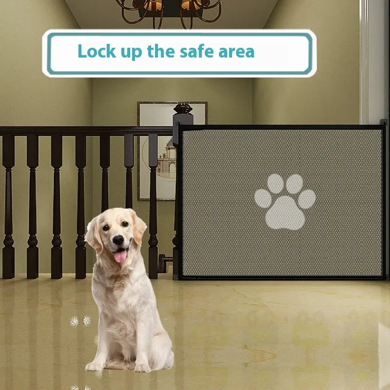 Portable folding dog barrier net fence with pet doorsill design