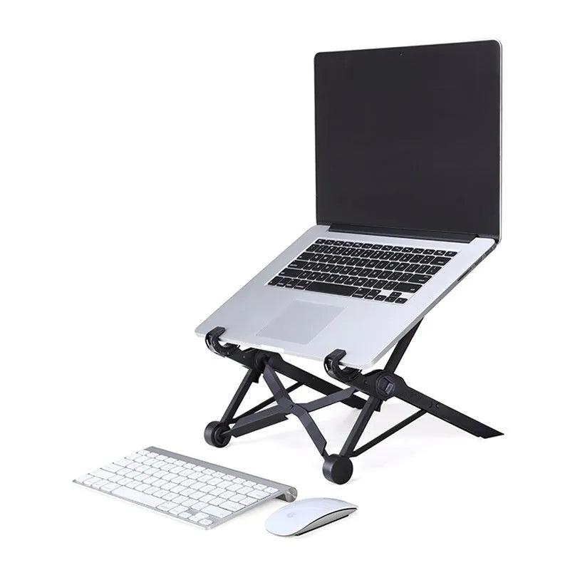 Universal portable folding laptop bracket in sagacious black with carrying case