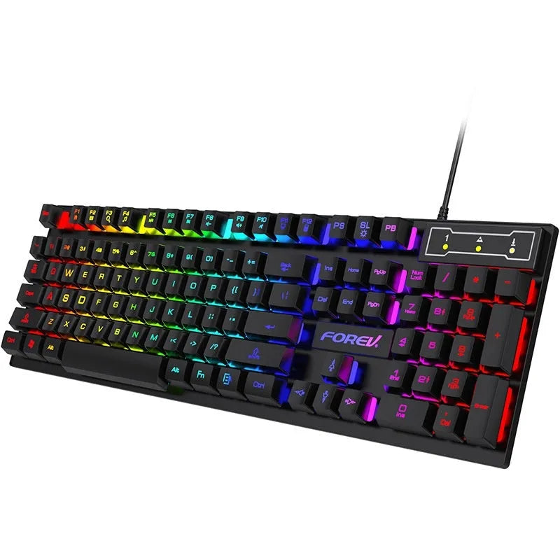 Black 104-key mechanical gaming keyboard with backlight, optional mouse package, 37.5cm width