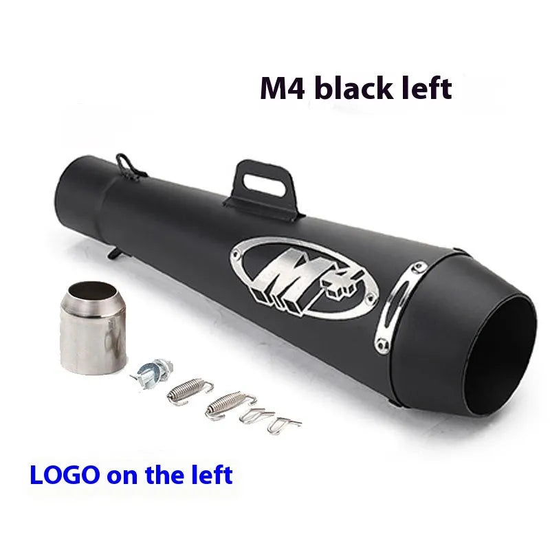 Universal M4 motorcycle exhaust pipe in multiple finish options for large displacement bikes