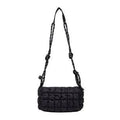 Women's lightweight nylon messenger bag in clouds print design with pillow shape and crossbody strap