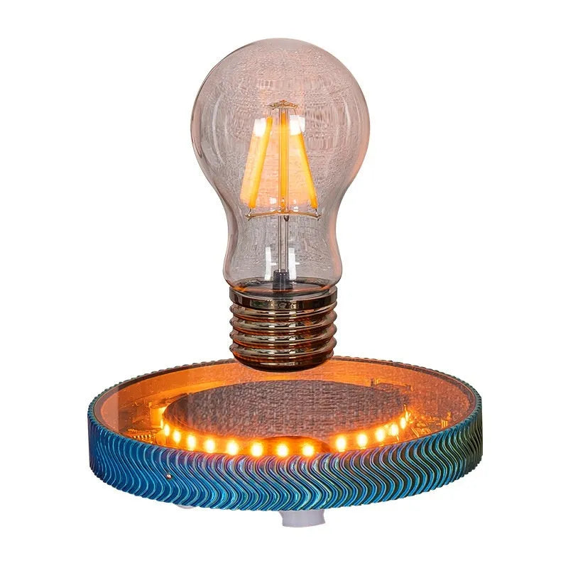 Magnetic suspension decorative lamp with 3D printed moon design floating above base