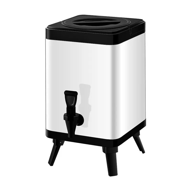 Silver stainless steel milk tea bucket with 8 litre capacity for commercial beverage service