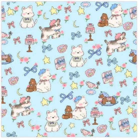 Nylon cosmetic bag with cartoon cat print in blue puppy design, shown in large 55cm size.