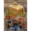 Little Flower digital printed round neck sweater in a floral pattern on a polyester fabric.