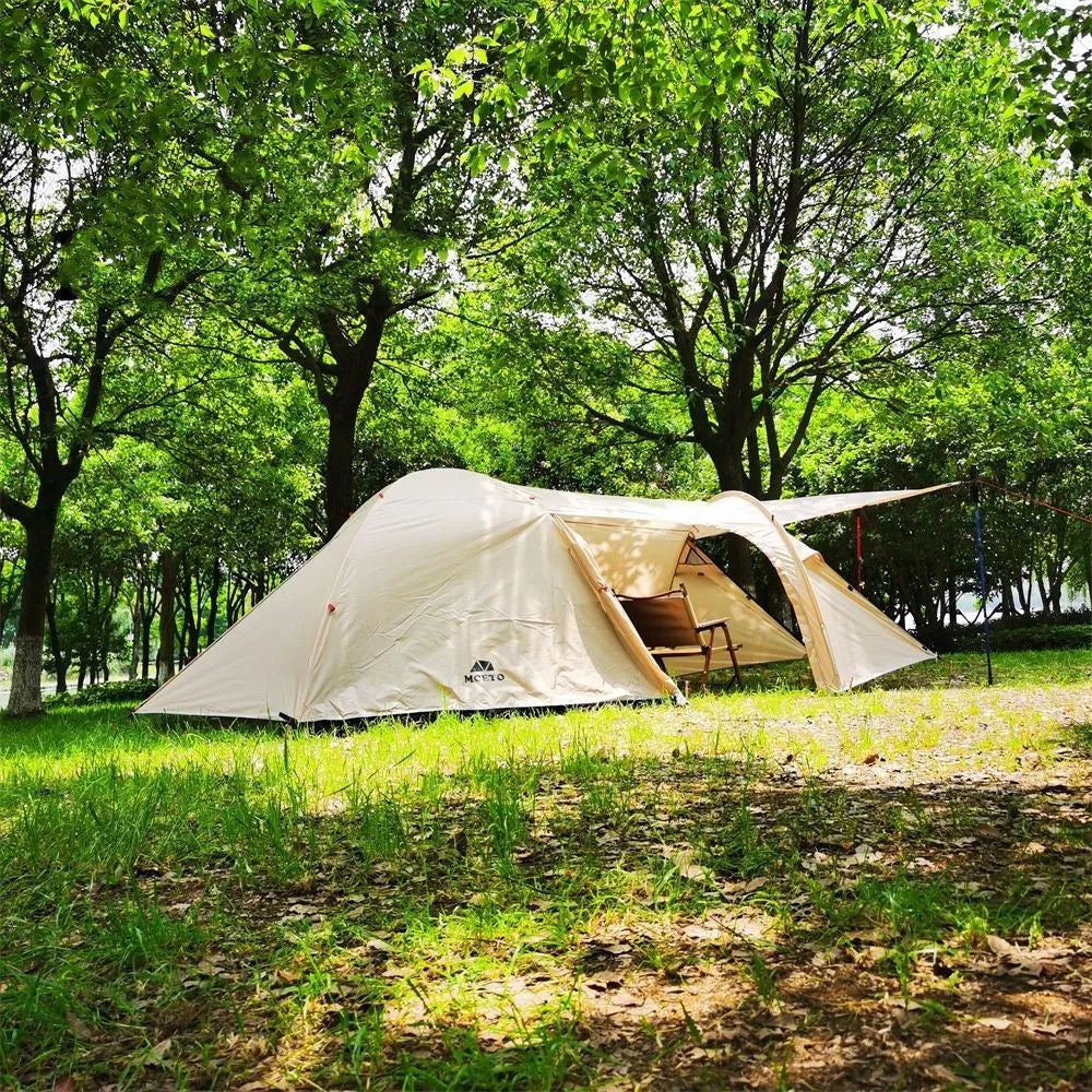 Camping tent for 3-4 people aluminium pole windproof rainproof family outdoor shelter army green colour