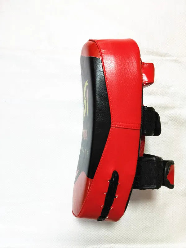 Black and red square PU leather boxing hand target pad with a double buckle