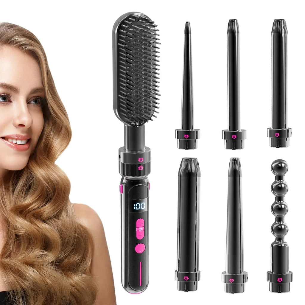 Black ceramic curly hair sticks dual-purpose styler with 30 temperature settings and PTC fast heating