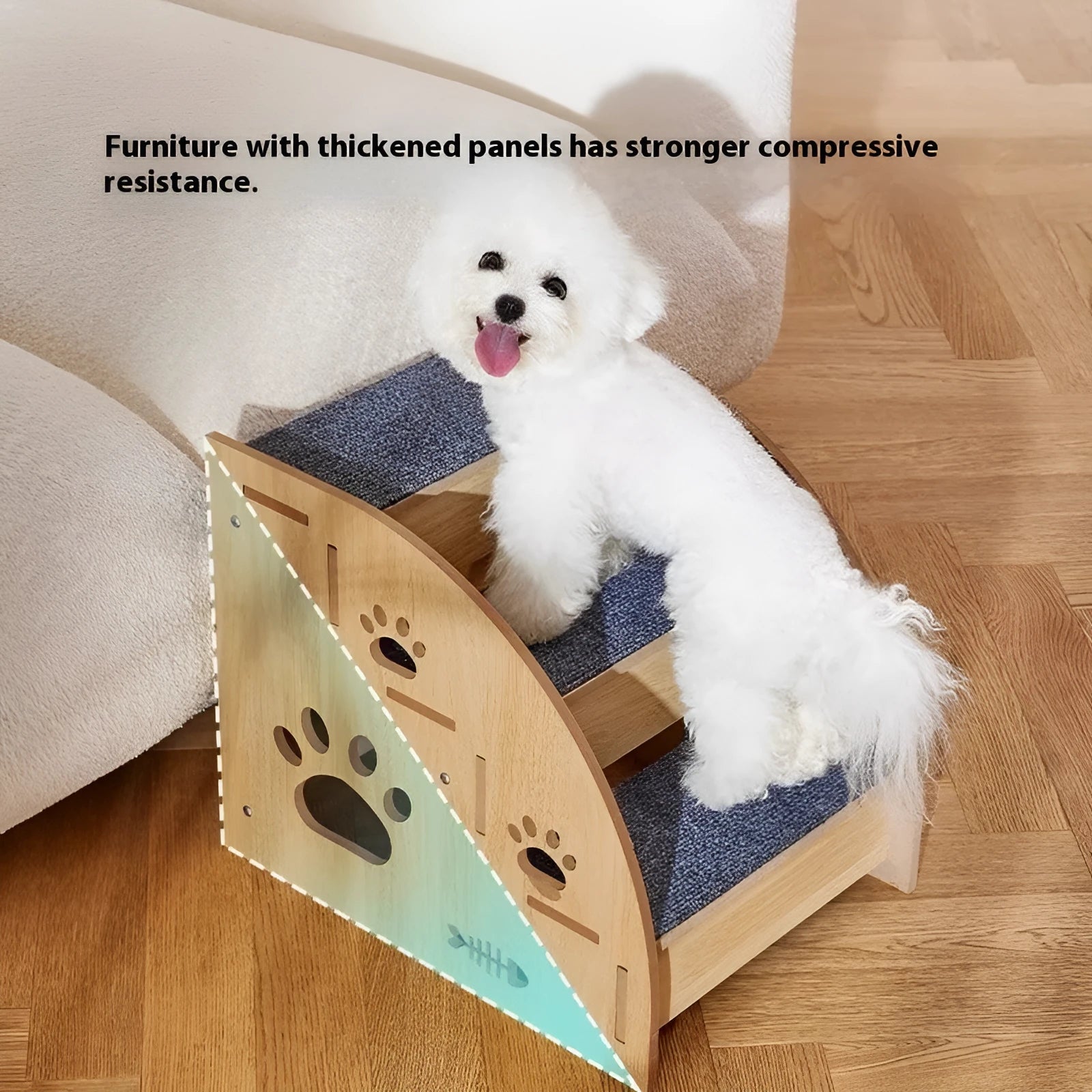 Pet small dog anti-skid wear-resistant auxiliary stairs with density board and carpet cloth, three layer configuration