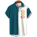 Men's striped Hawaiian short-sleeve shirt with button front and elastic band fabric