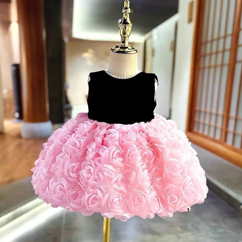 Girls summer dress in pink made from polyester fibre colour matching design available in sizes 80cm to 150cm