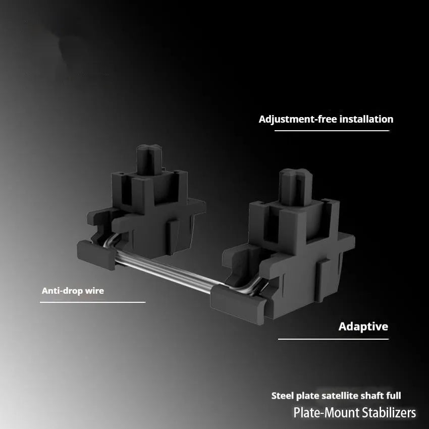 Black and milky white mechanical keyboard stabiliser sets showing 6.25U and 7U satellite axis sizes.