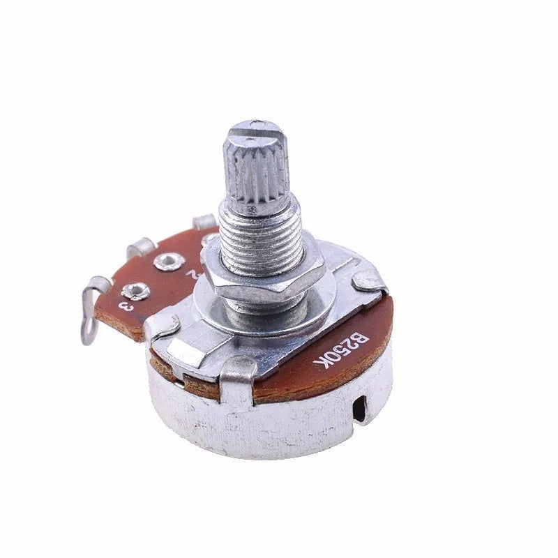 Metal electric guitar potentiometer knob for tone and volume control replacement.