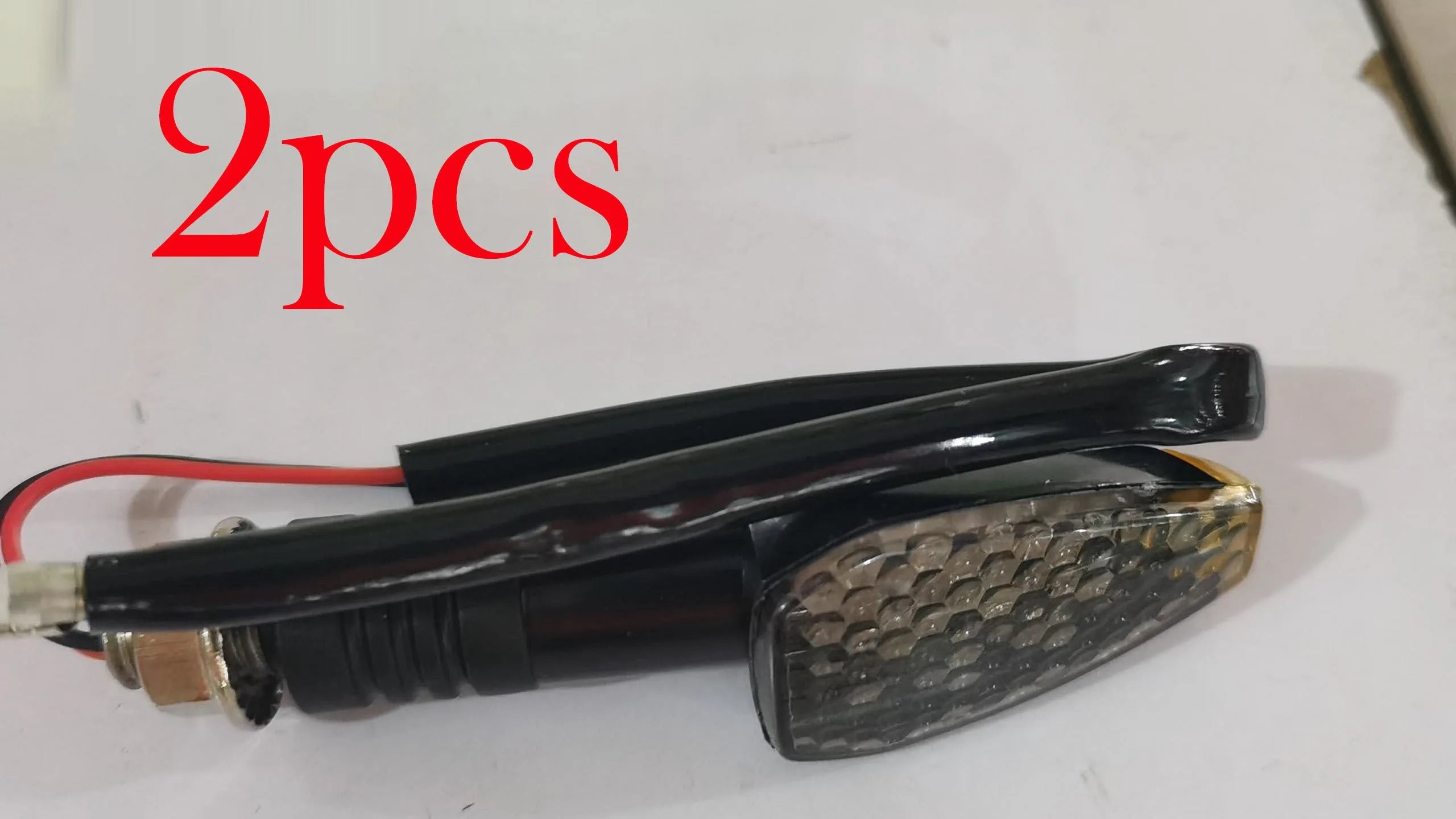 Motorcycle LED turn signal light 85mm length blackened shell yellow indicator