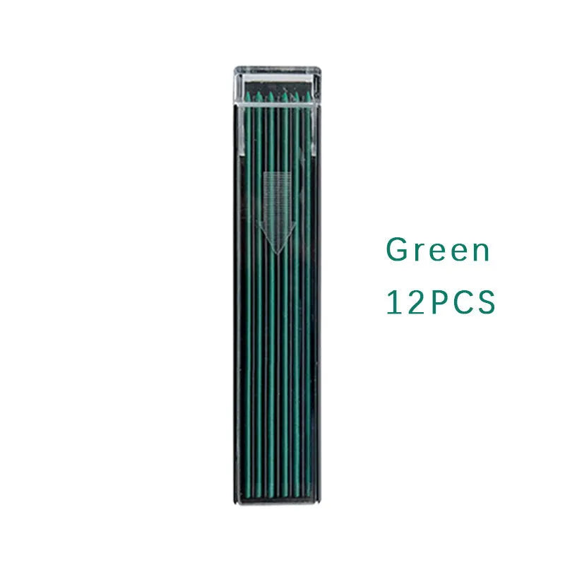 Boxed mechanical pencil lead refills in rainbow colours with plastic tube packaging for drawing
