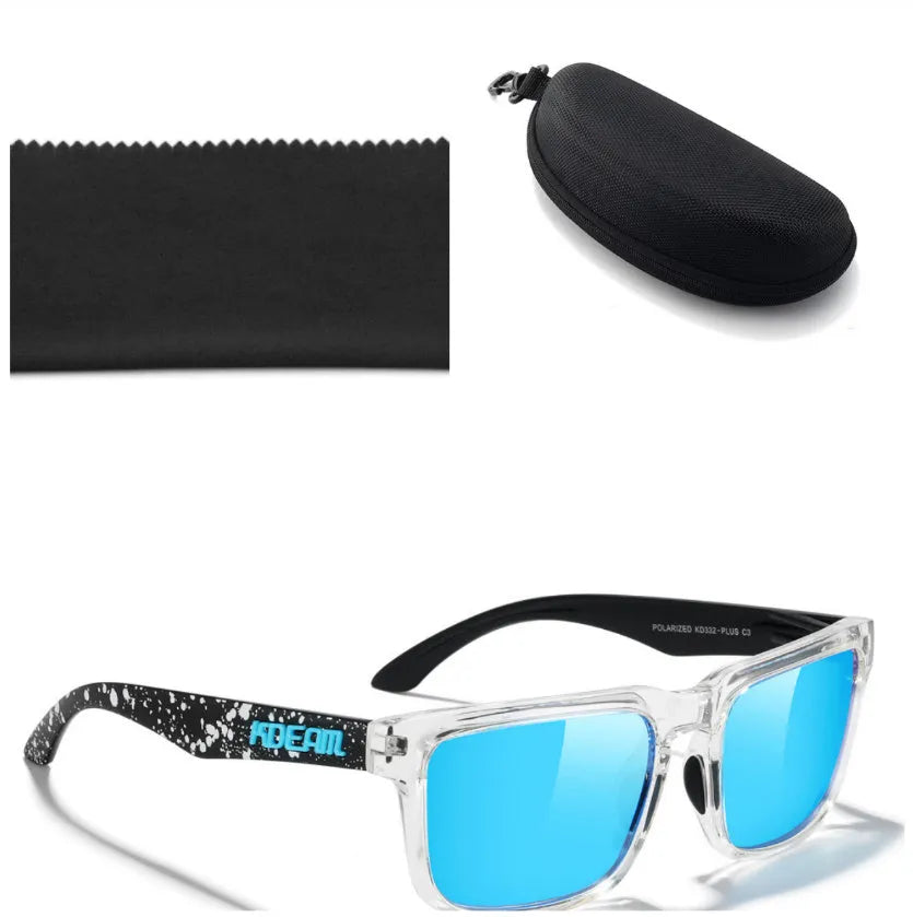 Polarized square sunglasses with TAC lens and PC frame in multiple colour options for outdoor use