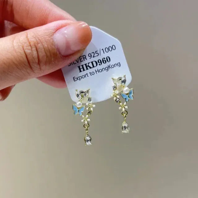 Women's geometric heart-shaped alloy earrings with rhinestones, stars and tassels