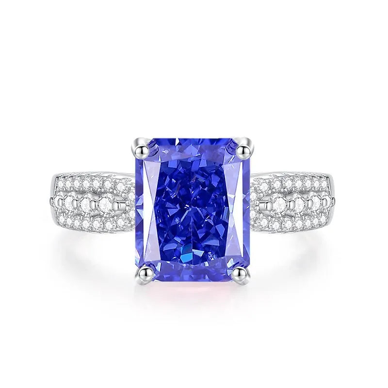 Heart-shaped 925 sterling silver ring with a colour zircon stone in a diamond ice flower cut.