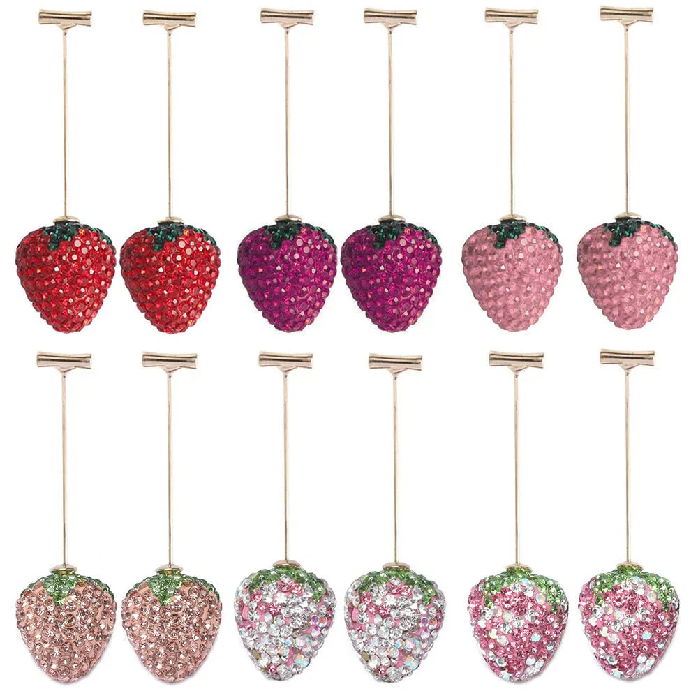 Women's spot drill strawberry earrings in zinc alloy with geometric design