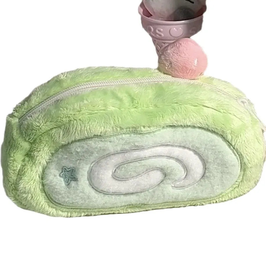 Honeydew Roll Swiss Roll Cake design velvet pencil case in Korean style