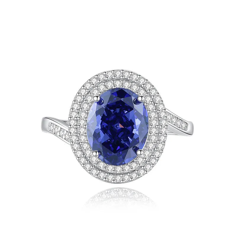Heart-shaped 925 sterling silver ring with a colour zircon stone in a diamond ice flower cut.